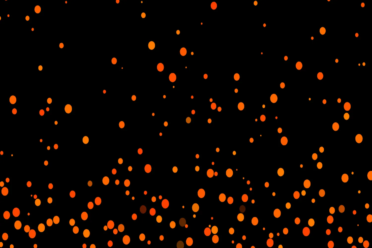 The bouncing particles animation used in this tutorial displays orange circles bouncing around a dark canvas.