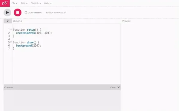 The process of uploading a file in p5.js web editor. On the top left corner of the p5.js Web Editor, the plus sign is clicked then the option “Create file”, a small window opens where you input the name of your file and click Add file.